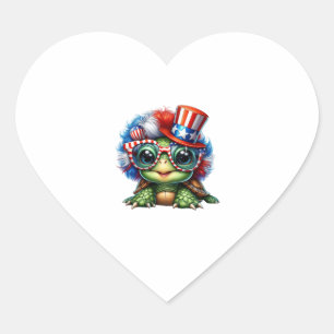 Funny Turtle Patriotic USA Vlag Zonnebril Hart Sticker