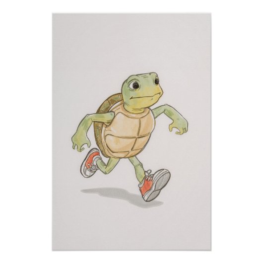 Funny Turtle Poster | Cartoon Wall Art (Devant)