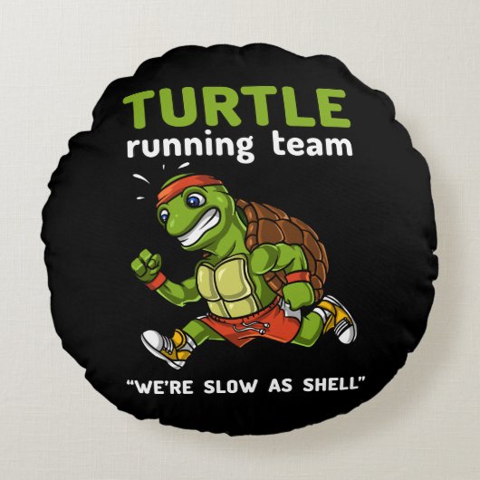 Funny Turtle Running Team Cardio Workout Rond Kussen (Voorkant)