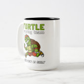 Funny Turtle Running Team Cardio Workout Tweekleurige Koffiemok (Voorkant links)