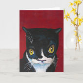 Funny Tuxedo Carte de chat (Fleur jaune)