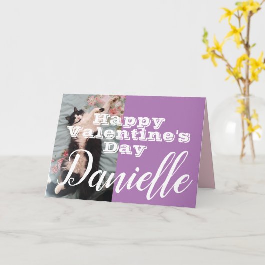 Funny Tuxedo Cat Heureuse Sainte-Valentin carte de (Fleur jaune)