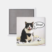 Funny Tuxedo Cat "Stop!" Magnet Magneet (Voorkant / Achterkant)