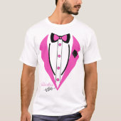 Funny Tuxedo Costume Valentijnsdag Pink Tuxedo T-shirt (Voorkant)