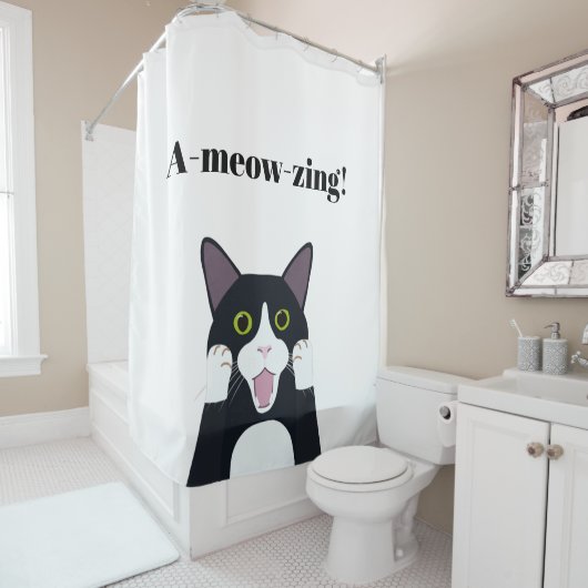 Funny tuxedo jeu de chat dessin animé rideau de do (En situation)