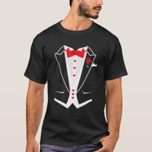 Funny Tuxedo met Red Bowtie Hearts Valentijnsdag T-shirt