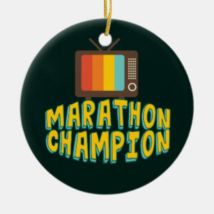Funny TV Marathon Champion Keramisch Ornament