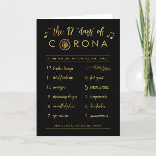 Funny Twelve Days of Corona Kerstmis Black Feestdagen Kaart