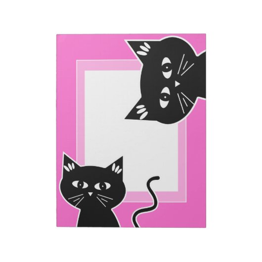 Funny Two Black Cats Hot Pink Notitieblok (Gedraaid)