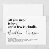 Funny Typography Black White Wedding Invitation Kaart (Voorkant / Achterkant)