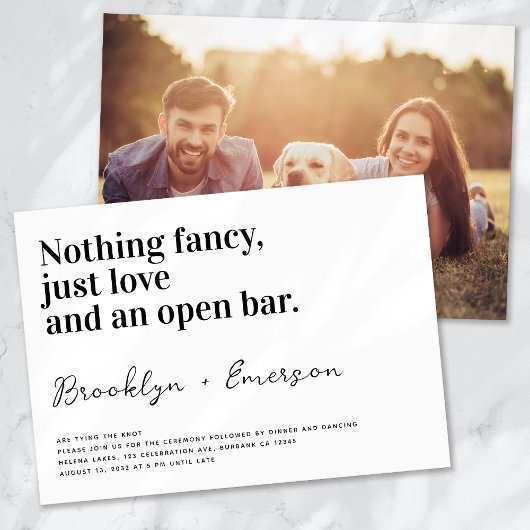 Funny Typography Black White Wedding Kaart