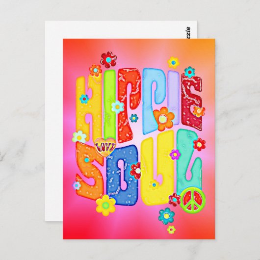 Funny Typography - HIPPIE SOUL 1 Briefkaart (Voorkant / Achterkant)
