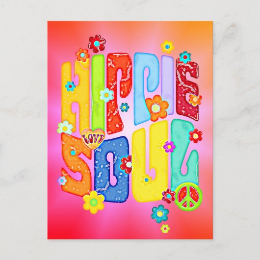 Funny Typography - HIPPIE SOUL 1 Briefkaart (Voorkant)