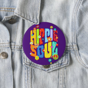 Funny Typography - HIPPIE SOUL 1 Ronde Button 4,0 Cm