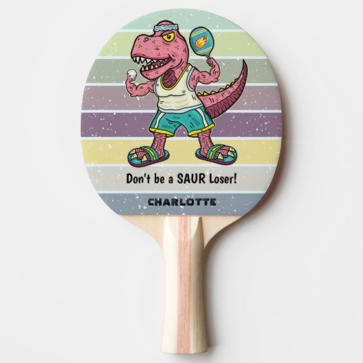 Funny Tyrannosaurus Rex Pink T-Rex Retro Custom Tafeltennisbatje (Voorkant)