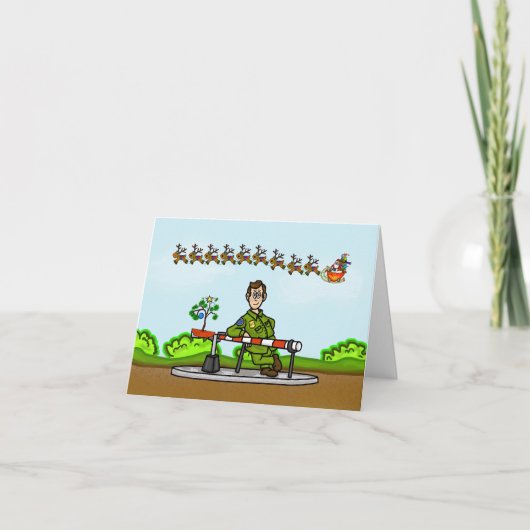 Funny U.S. Border Patrol Agent & Santa Sleigh Card Kaart (Voorkant)
