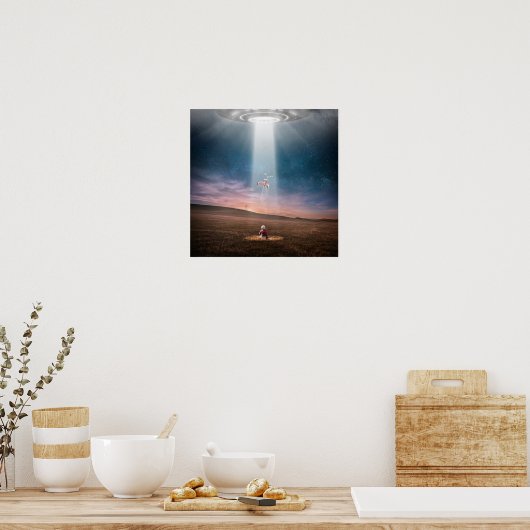 Funny UFO Abduction Tricycle Poster (Keuken)