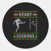 Funny Ugly Christmas Football Srt Team Kicker Ronde Sticker (Voorkant)