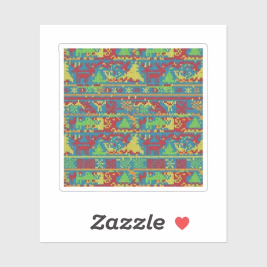 Funny Ugly Christmas Sweater Pattern Holiday  Sticker (Vel)