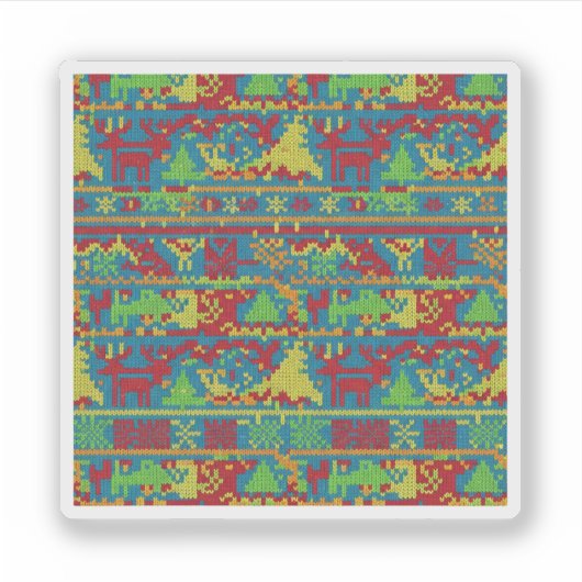 Funny Ugly Christmas Sweater Pattern Holiday  Sticker (Voorkant)