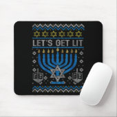 Funny Ugly Hanukkah Sweater Lets Get Lit Menorah J Muismat (Met muis)