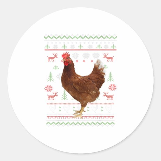 Funny Ugly kerstChicken Santa Hat Ronde Sticker (Voorkant)