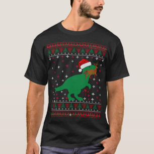 Funny Ugly Kerstmis T Rex Eating Reindeer Sweater T-shirt