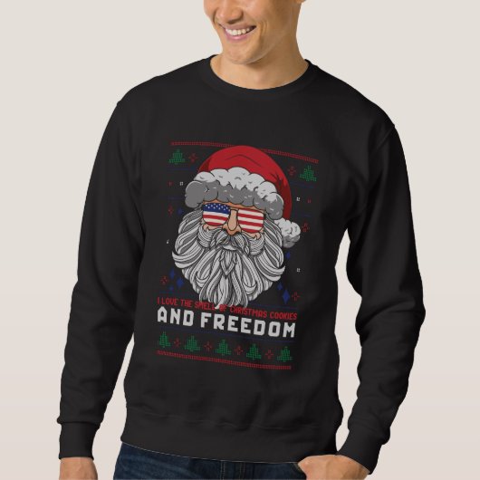Funny Ugly KerstSweater American Flag Santa Trui (Voorkant)