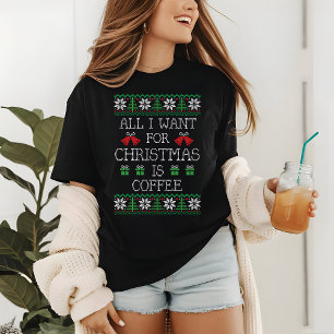 Funny Ugly KerstSweater Coffee Knit Script Tri-Blend Shirt