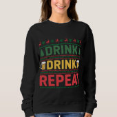 Funny Ugly KerstSweater Drink Beer Script Trui (Voorkant)