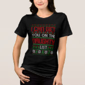 Funny Ugly KerstSweater Naughty List Knit Tri-Blend Shirt (Voorkant)