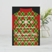 Funny Ugly KerstSweater Party Invitation Kaart (Staand voorkant)
