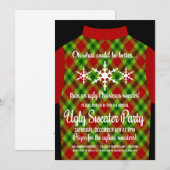 Funny Ugly KerstSweater Party Invitation Kaart (Voorkant / Achterkant)