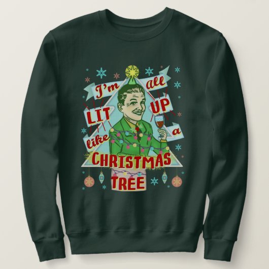 Funny Ugly KerstSweater Retro Drink Man Trui (Design voorkant)