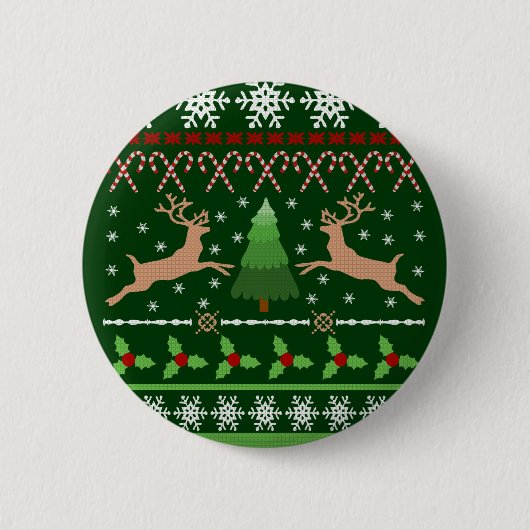 Funny Ugly KerstSweater Ronde Button 5,7 Cm (Voorkant)