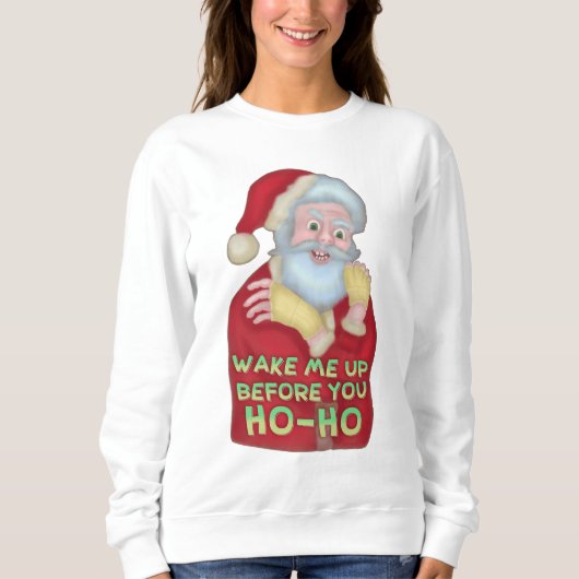 Funny Ugly KerstSweater | Santa Wake me omhoog Trui (Voorkant)