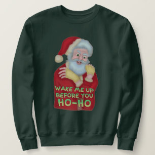 Funny Ugly KerstSweater Santa Wake me omhoog Trui