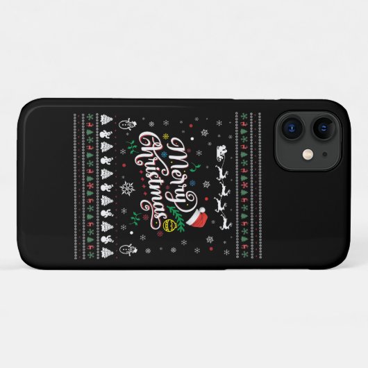 Funny Ugly Merry Kerstmis Case-Mate iPhone Case (Achterkant (horizontaal))
