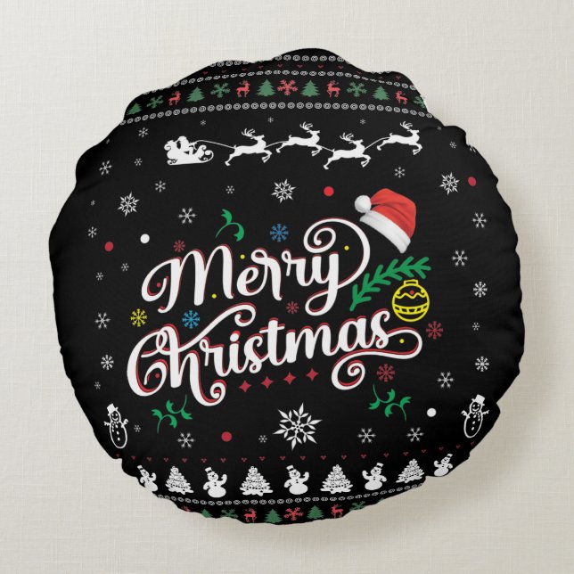 Funny Ugly Merry Kerstmis Rond Kussen (Achterkant)