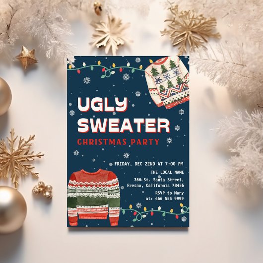 Funny Ugly Sweater Christmas Party Kaart