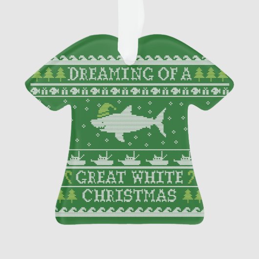 Funny Ugly Sweater Great White Shark Ornament (voorkant)