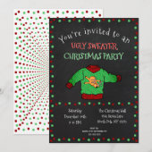 Funny Ugly Sweater Kerstparty Chalkboard Kaart (Voorkant / Achterkant)