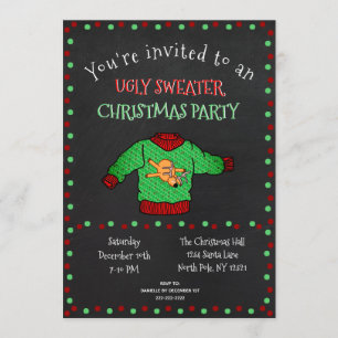 Funny Ugly Sweater Kerstparty Chalkboard Kaart