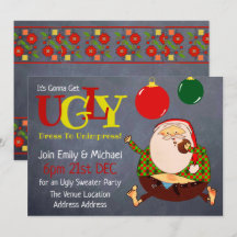 FUNNY UGLY SWEATER Noël Invitation Chalkboard