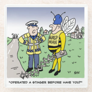 Funny UK Traffic Police Cartoon Glazen Onderzetter