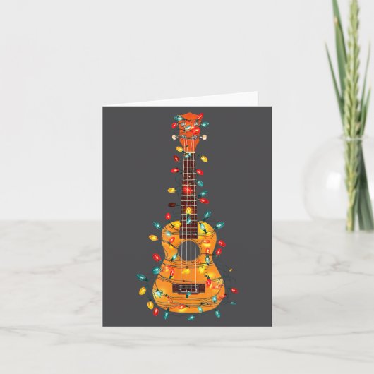 Funny Ukulele Christmas Graphics Lights Lover Play Kaart (Voorkant)