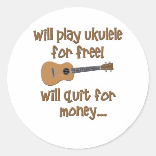 Funny Ukulele Ronde Sticker