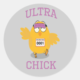 Funny Ultra Chick Runner Ronde Sticker