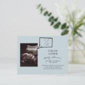 Funny Ultrasound Baby shower Blue Invitation (Debout devant)