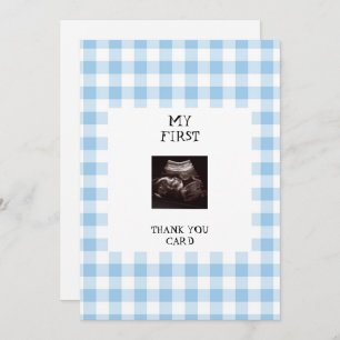 Funny Ultrasound Blue Baby shower dank u Kaart